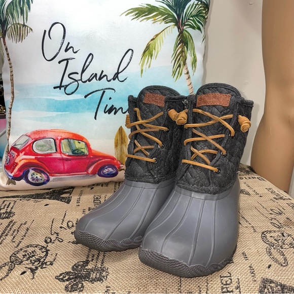 Sperry Duck Gray Charcoal Saltwater Rope Quilted Ankle Boot Size 7M - Picture 2 of 11